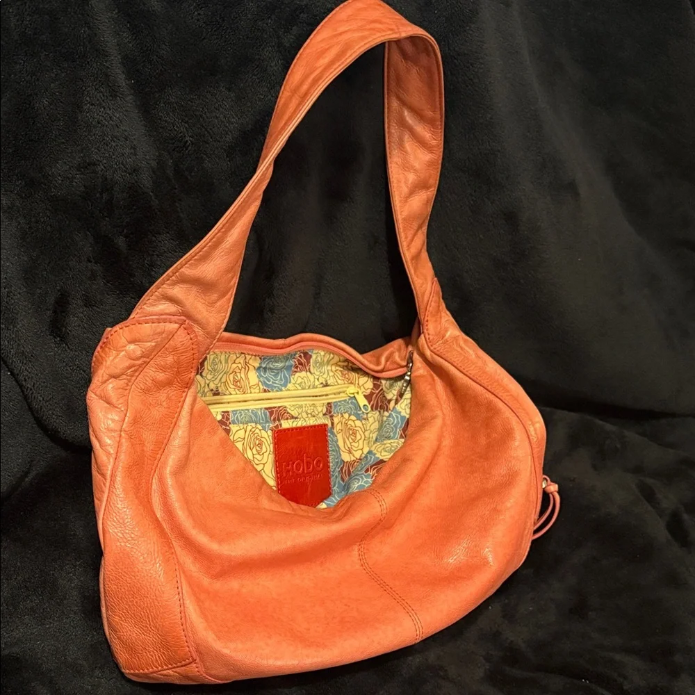HOBO Bold Coral pink Leather Vintage Hobo Bag